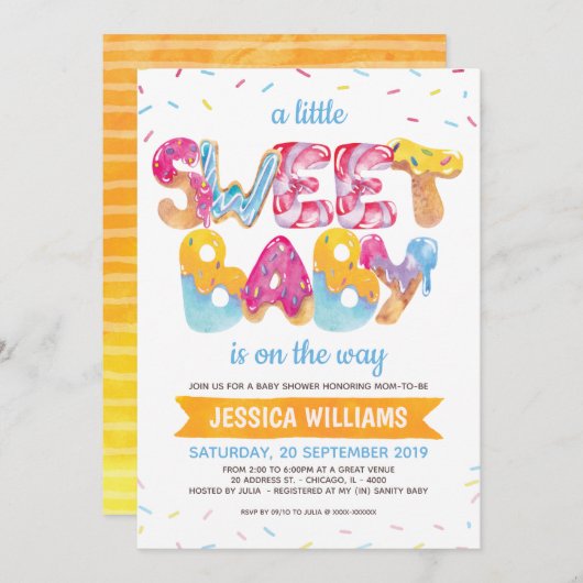 キャンディ男女兼用ランド散水ベビーシャワー サンキューカード (正面/裏面)