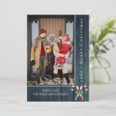 キャンディ素朴キャンズクリスマス |ティール（緑がかった色）フォトカード シーズンカード (スタンド正面)