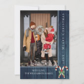 キャンディ素朴キャンズクリスマス |青い写真カード シーズンカード (正面)