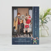 キャンディ素朴キャンズクリスマス |青い写真カード シーズンカード (スタンド正面)