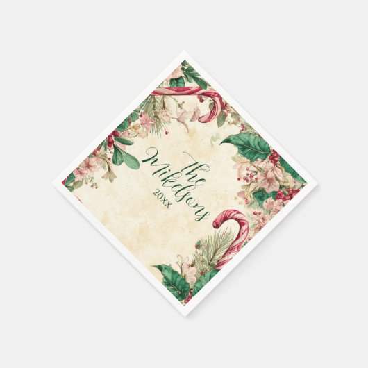 キャンディ素朴ケーンクリスマスパーティー スタンダードカクテルナプキン (角)