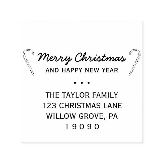 キャンディ素朴ケーンクリスマス差出人住所 セルフインキングスタンプ (デザイン)