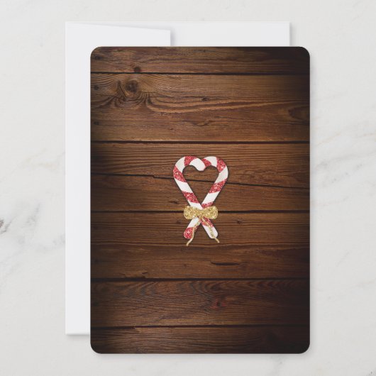 キャンディ素朴ケーンフレームファミリーフォトクリスマス 招待状 (裏面)