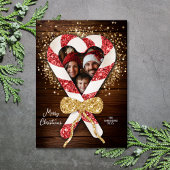 キャンディ素朴ケーンフレームファミリーフォトクリスマス 招待状