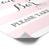 キャンディ結婚バーのサインピンクの花ストライプの花 ポスター (角)