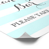 キャンディ結婚バーのサインブルー花ストライプの花 ポスター (角)