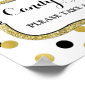 キャンディ結婚バーのサインホワイトブラック金ゴールド紙吹雪 ポスター (角)