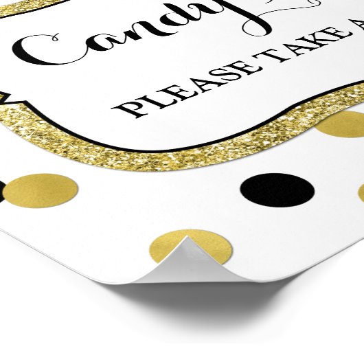 キャンディ結婚バーのサインホワイトブラック金ゴールド紙吹雪 ポスター (角)