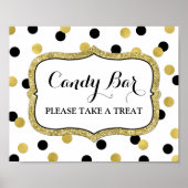 キャンディ結婚バーのサインホワイトブラック金ゴールド紙吹雪 ポスター (正面)