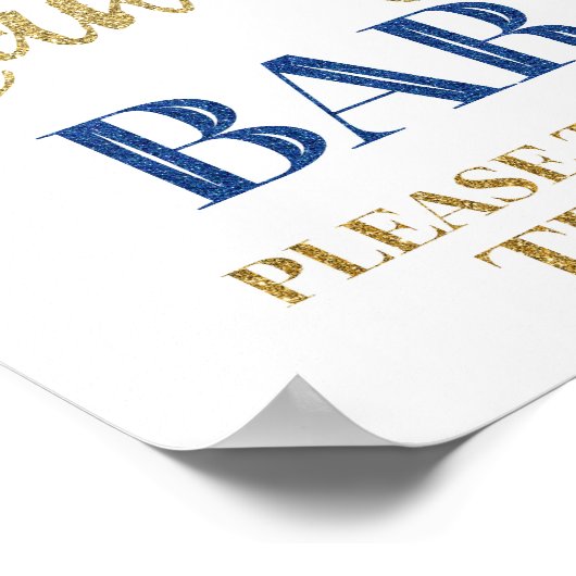 キャンディ結婚バーのサイン金ゴールドネイビーブルー紙吹雪 ポスター (角)