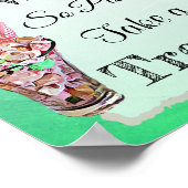 キャンディ結婚ビュッフェピンクとグリーのポスターのサイン ポスター (角)