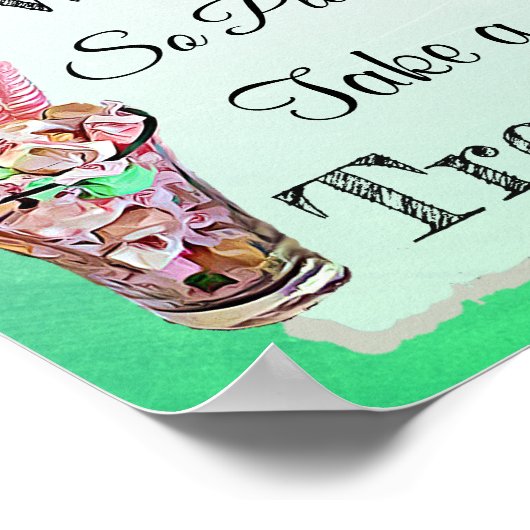 キャンディ結婚ビュッフェピンクとグリーのポスターのサイン ポスター (角)