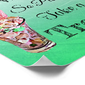 キャンディ結婚ビュッフェピンクとグリーのポスターのサイン ポスター (角)