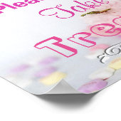 キャンディ結婚ビュッフェ、ピンクのカップケーキのサイン ポスター (角)