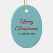 キャンディ缶とホリー付き赤いクリスマスストッキング セラミックオーナメント (裏面)