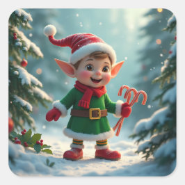 キャンディ缶の可愛い小妖精や小人 スクエアシール