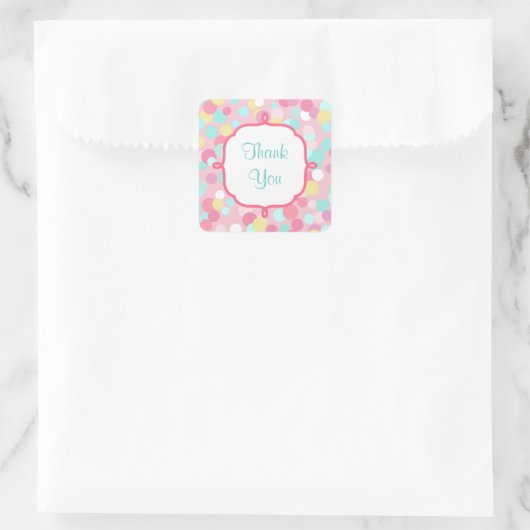 キャンディ色ありがとうおステッカー スクエアシール (バッグ)