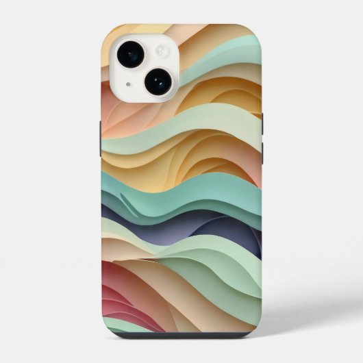 キャンディ色の波ストライプ状 iPhoneケース (裏面)