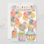 キャンディ色の誕生祝い 招待状 (裏面)