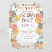 キャンディ色の誕生祝い 招待状 (正面/裏面)