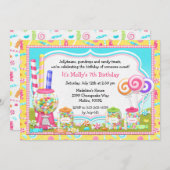 キャンディ誕生日パーティーの招待状 招待状 (正面/裏面)