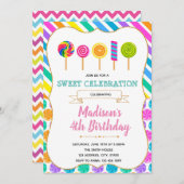 キャンディ誕生日パーティーの招待状 招待状 (正面/裏面)