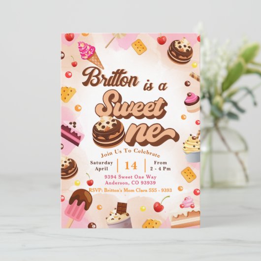 キャンディ誕生日招待状スウィートワンパーティー 招待状 (スタンド正面)