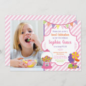 キャンディ誕生日招待状 | スイートショッピングパーティー 招待状 (正面/裏面)