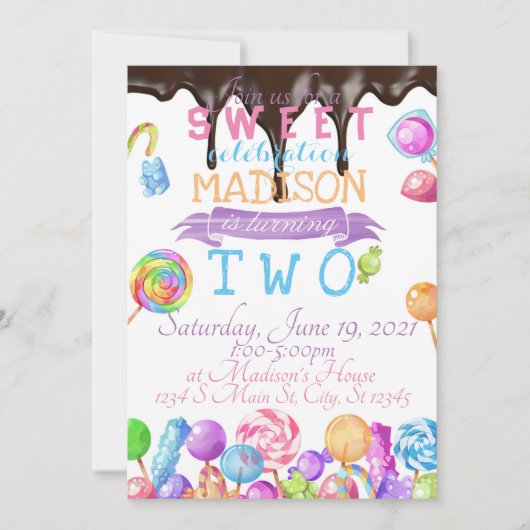 キャンディ誕生日 招待状 (正面)