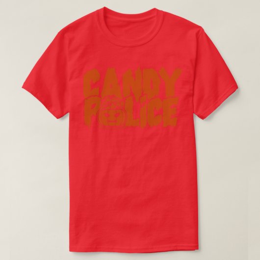 キャンディ警察の面白いハロウィーン Tシャツ (デザイン正面)