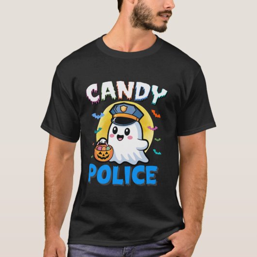 キャンディ警察幽霊面白いハロウィーン幽霊キャンディSec Tシャツ (正面)