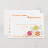 キャンディ財宝メッセージ文字応答カード 出欠カード (正面/裏面)