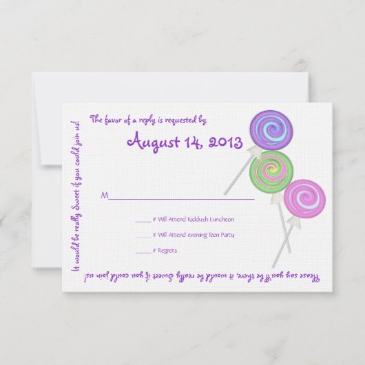 キャンディ財宝メッセージ文字応答カード 出欠カード (正面)