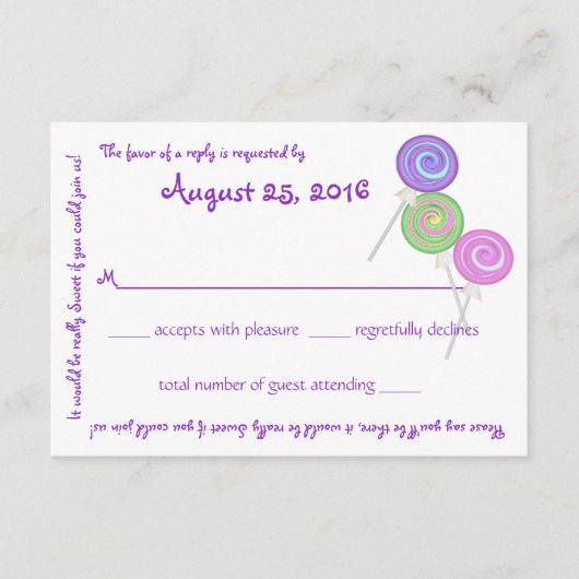 キャンディ財宝メッセージ文字応答カード 出欠カード (正面)