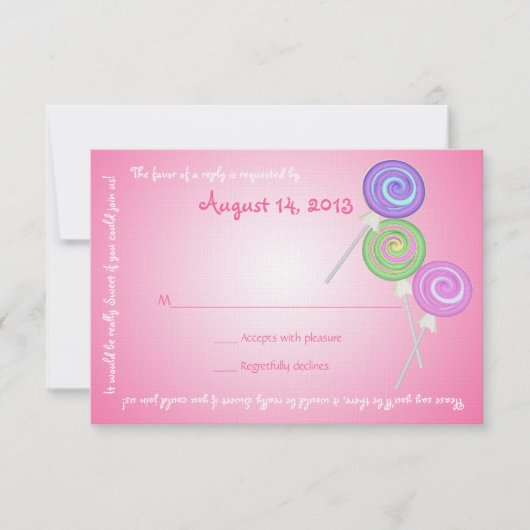 キャンディ財宝メッセージ文字応答カード 出欠カード (正面)