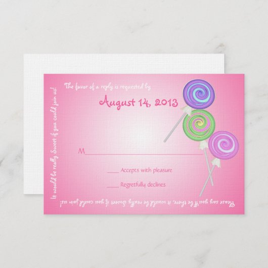 キャンディ財宝メッセージ文字応答カード 出欠カード (正面/裏面)