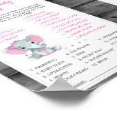 キャンディ赤ちゃんシャワーゲーム象ピンクを推測 ポスター (角)