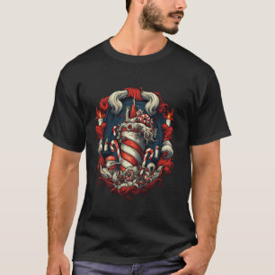 キャンディ赤と白カネスクリスマスアイディアクリエイティブ Tシャツ