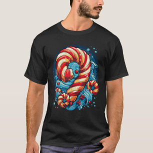 キャンディ赤と白カネスクリスマスアイディアクリエイティブ Tシャツ