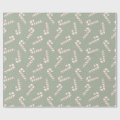 キャンディ赤と白キャンズグリーンクリスマス ラッピングペーパー (フラット)