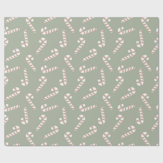 キャンディ赤と白キャンズグリーンクリスマス ラッピングペーパー (フラット)