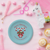 キャンディ赤と白キャンヌオンブルーと文字 ペーパープレート (パーティー)