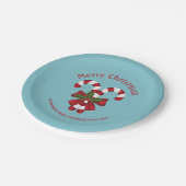 キャンディ赤と白キャンヌオンブルーと文字 ペーパープレート (アングル)