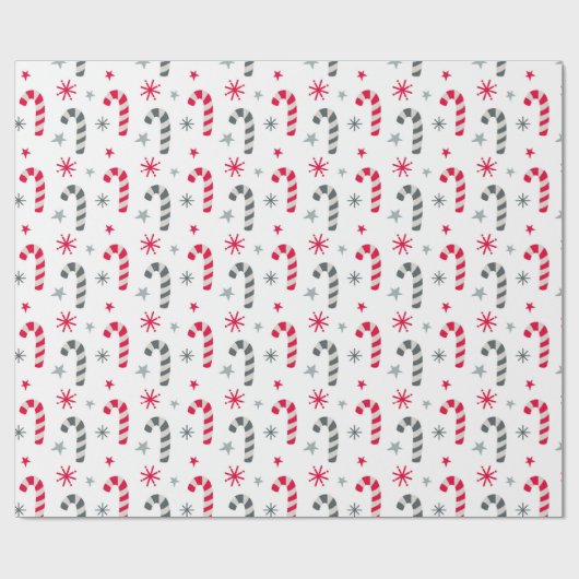 キャンディ赤と白キャン付きクリスマスパターン ラッピングペーパー (フラット)