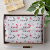 キャンディ赤と白キャン付きクリスマスパターン 薄葉紙 (ギフト)