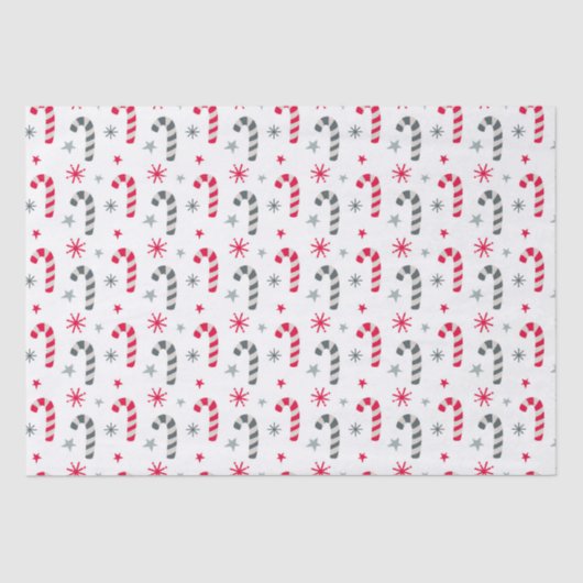 キャンディ赤と白キャン付きクリスマスパターン 薄葉紙 (正面)