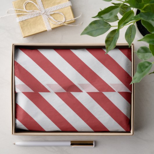 キャンディ赤と白ケインストライプのティッシュペーパー 薄葉紙 (ギフト)