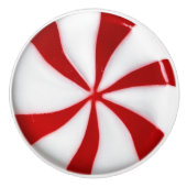 キャンディ赤と白ケインペパーミントクリスマス セラミックノブ (正面)