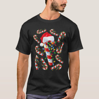 キャンディ赤と白ケーンクリスマスおもしろいクリスマスリュー Tシャツ