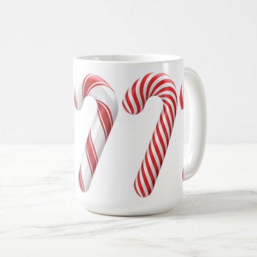 キャンディ赤と白ケーンクリスマスマグカップ コーヒーマグカップ (正面右)
